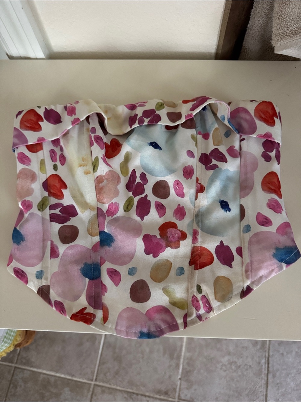 Princess Polly floral bustier corset top features a colorful watercolor pattern